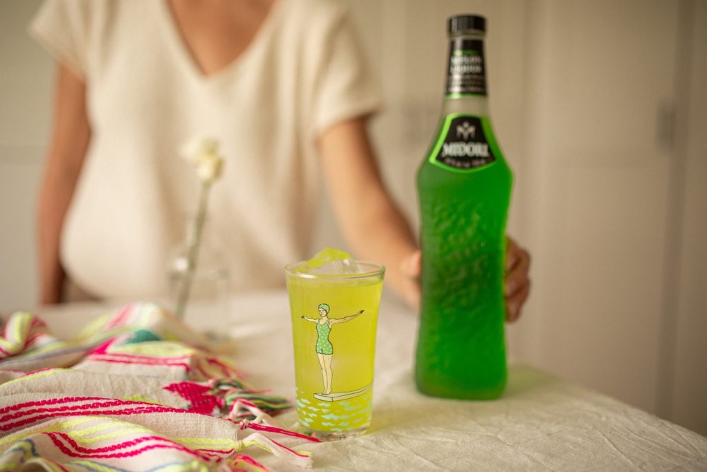 Margarita melon et bouteille de midori