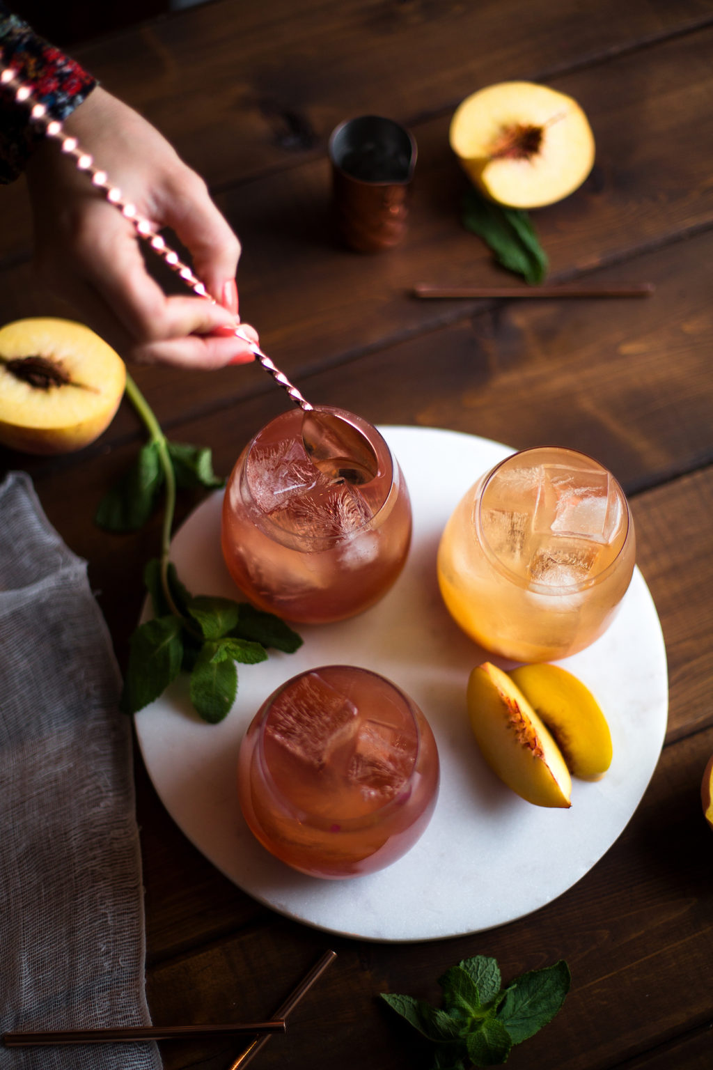 cocktails à la pêche et au cassis